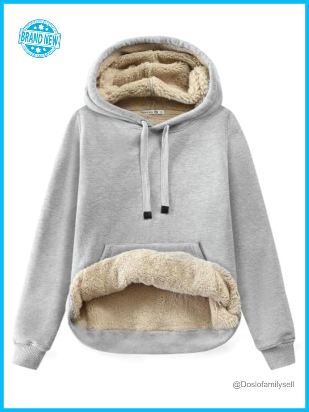 Sherpa Lined Cotton Pullover Hoodie Kangaroo Pocket Winter Sweatshirt